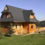 Domek z bali z widokiem na Tatry